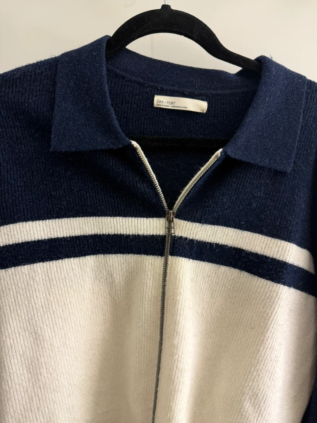 Oak + Fort Striped Zip Sweater - Size L - photo 2