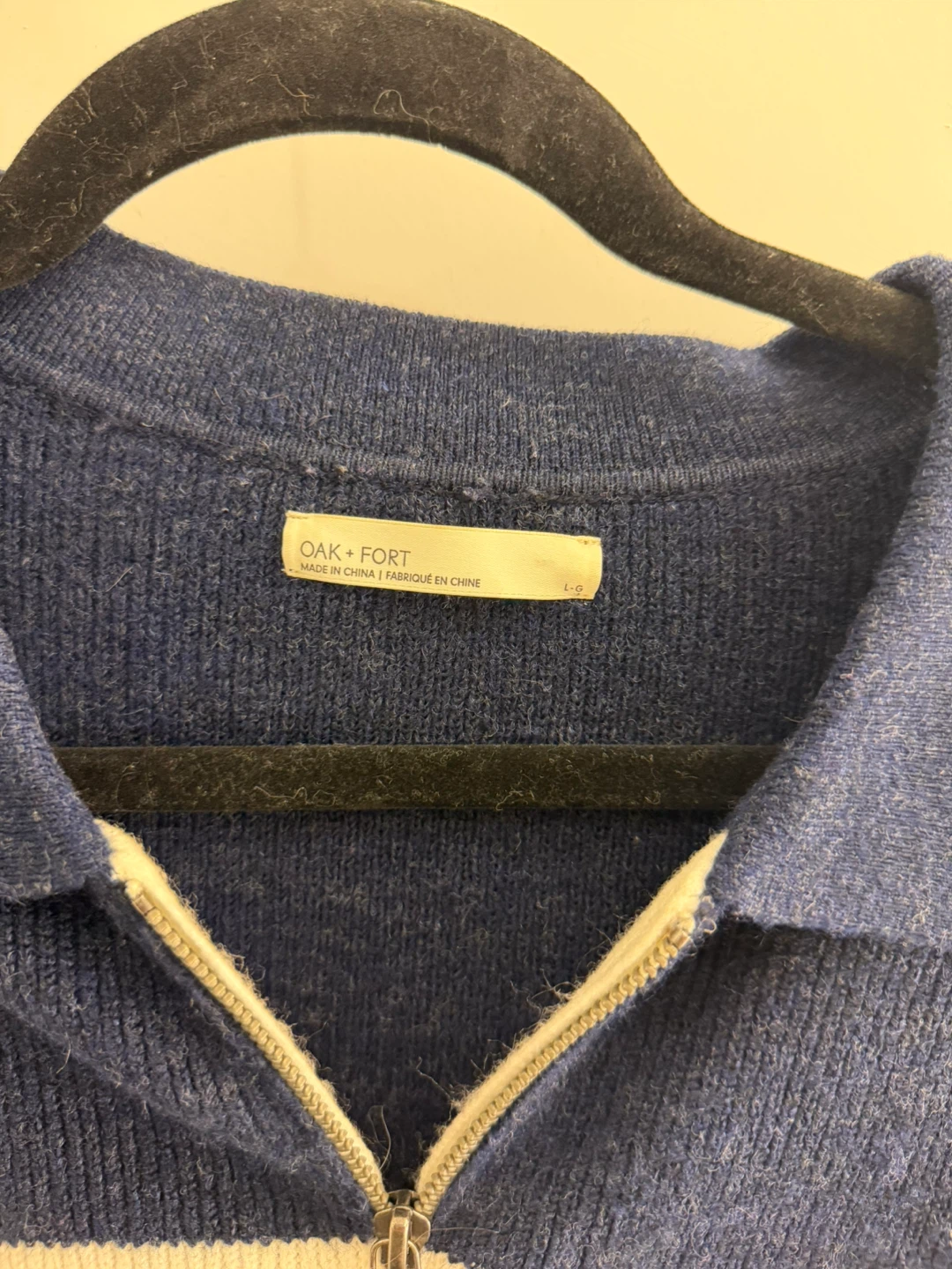 Oak + Fort Striped Zip Sweater - Size L - photo 3