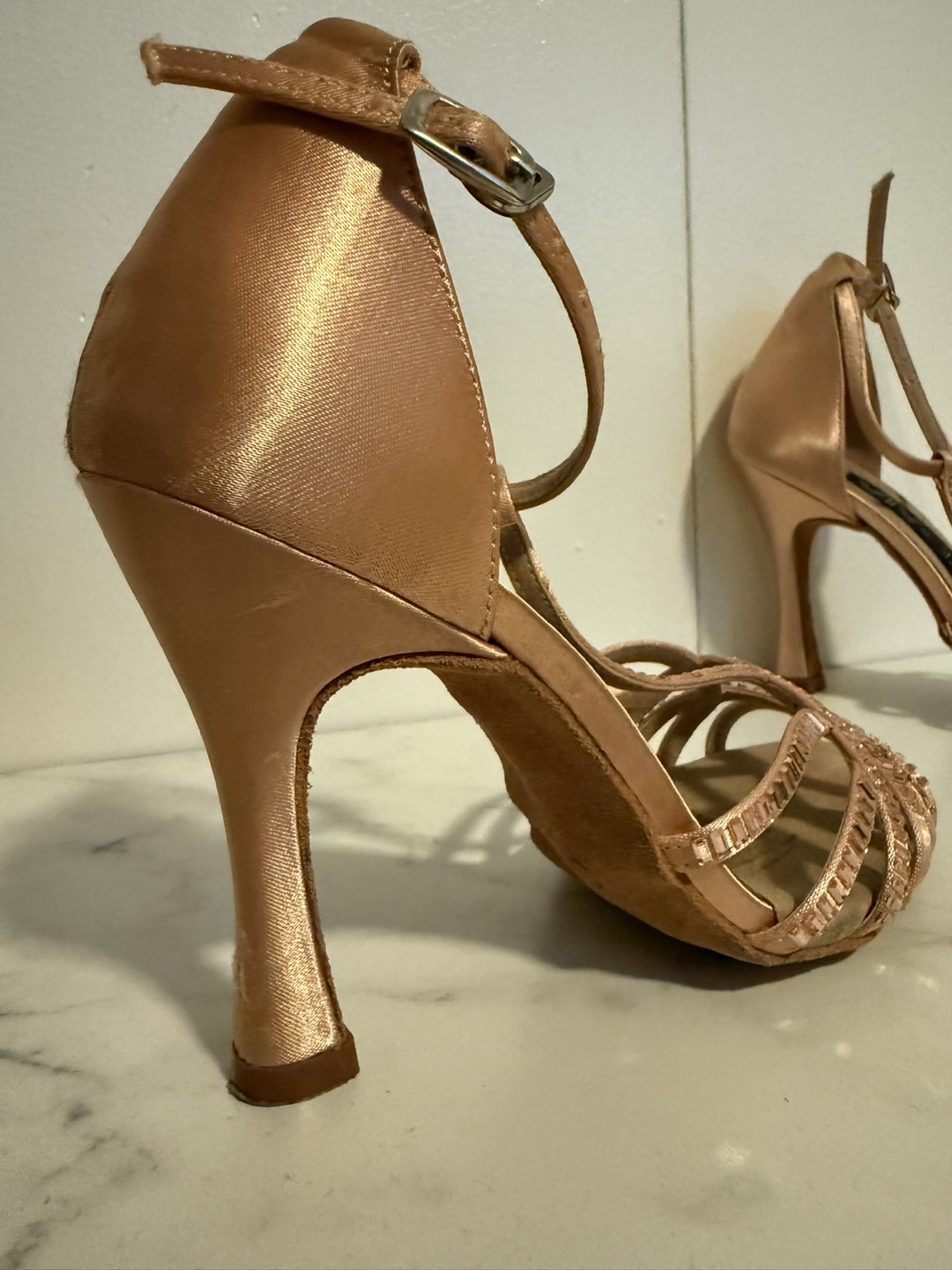 Vivaz Rose Gold Rhinestone Latin Dance Heels - photo 2