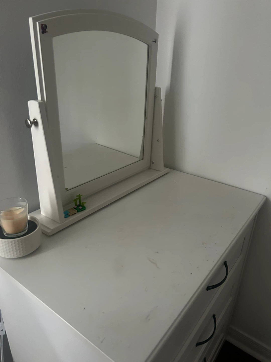 Ikea White 3-Drawer Dresser with Mirror / vanity - photo 2
