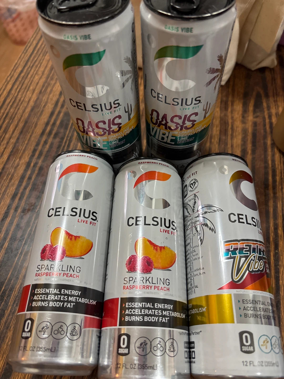 Celsius Live Fit Sparkling Energy Drinks -  Oasis Vibe (5 Cans)