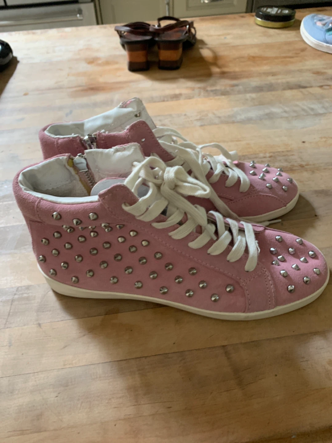 Steve Madden Pink Studded High-Top Sneakers