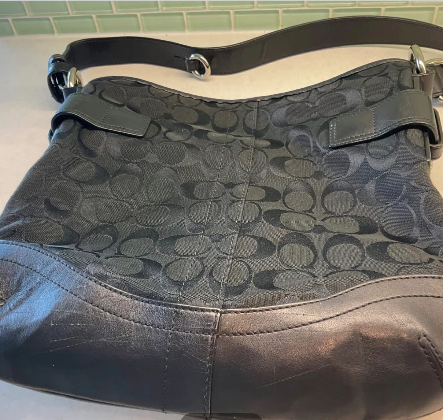 Black Coach Signature Monogram Shoulder Bag - photo 3