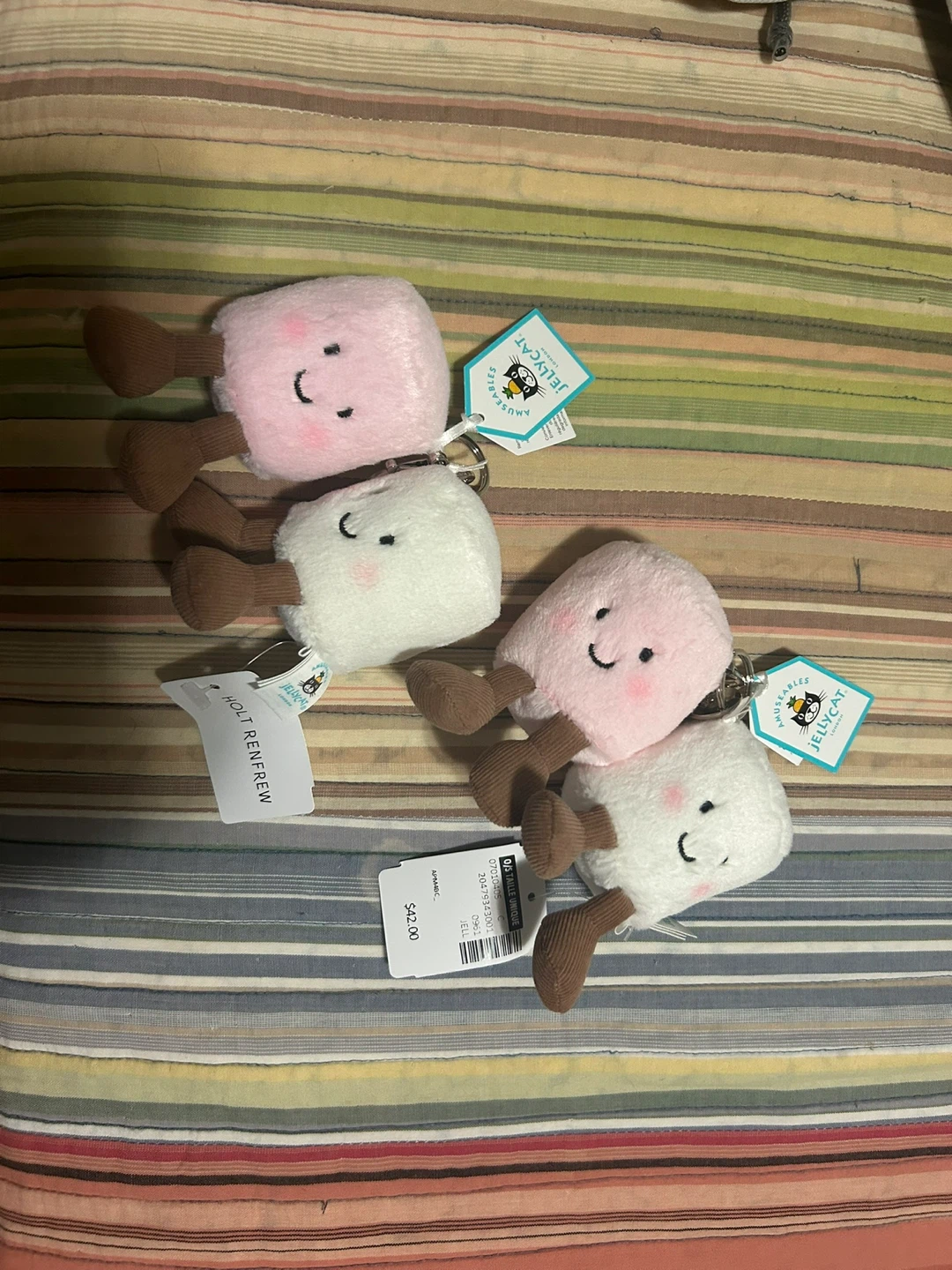 BNWT: x2 Jellycat Marshmallows Bag Charms