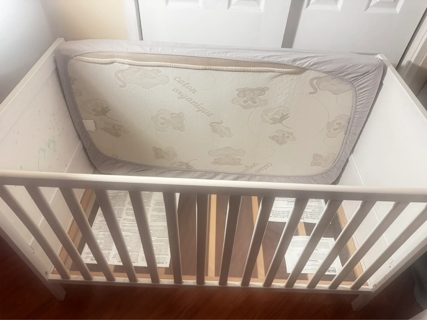White Crib with Mattress , moving out sale - photo 2