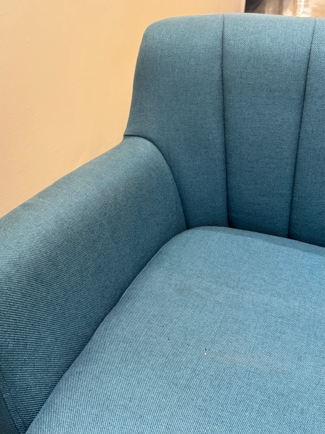 Blue Accent Chair with Wooden Legs - photo 2