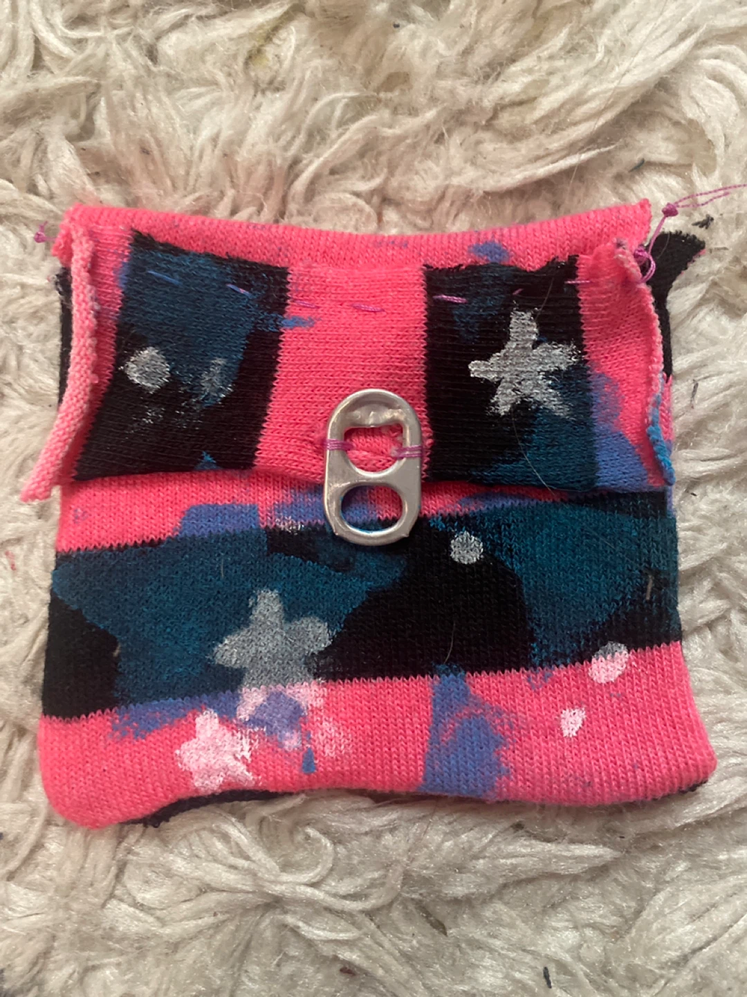 Handmade pink black and blue star wallet