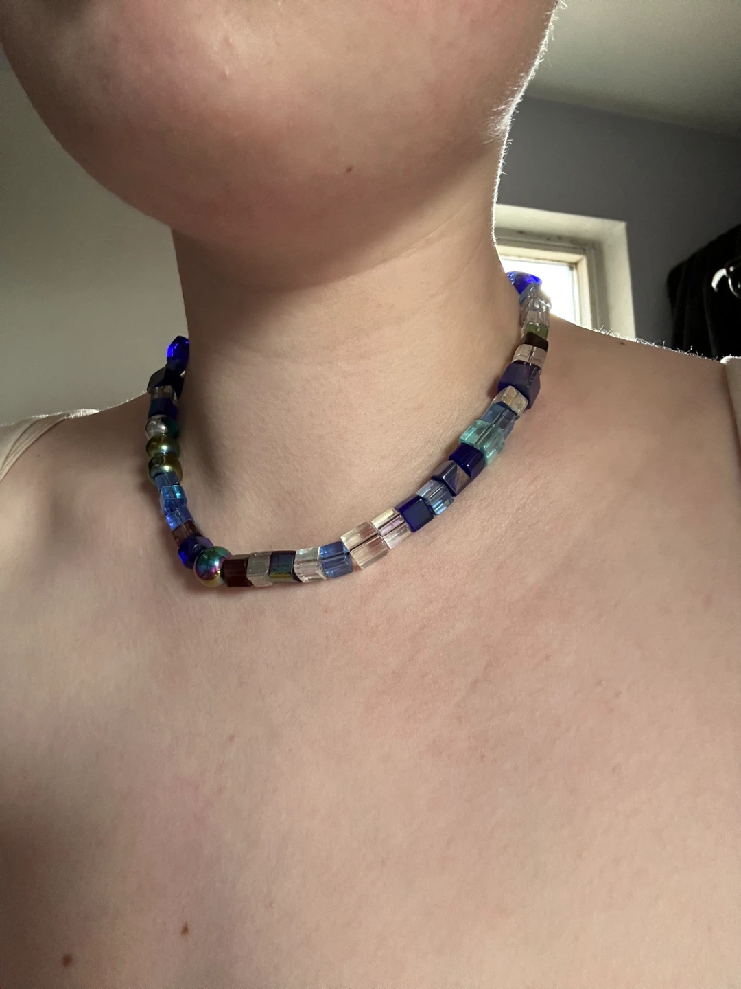 Handmade Blue Beaded Necklace - photo 2