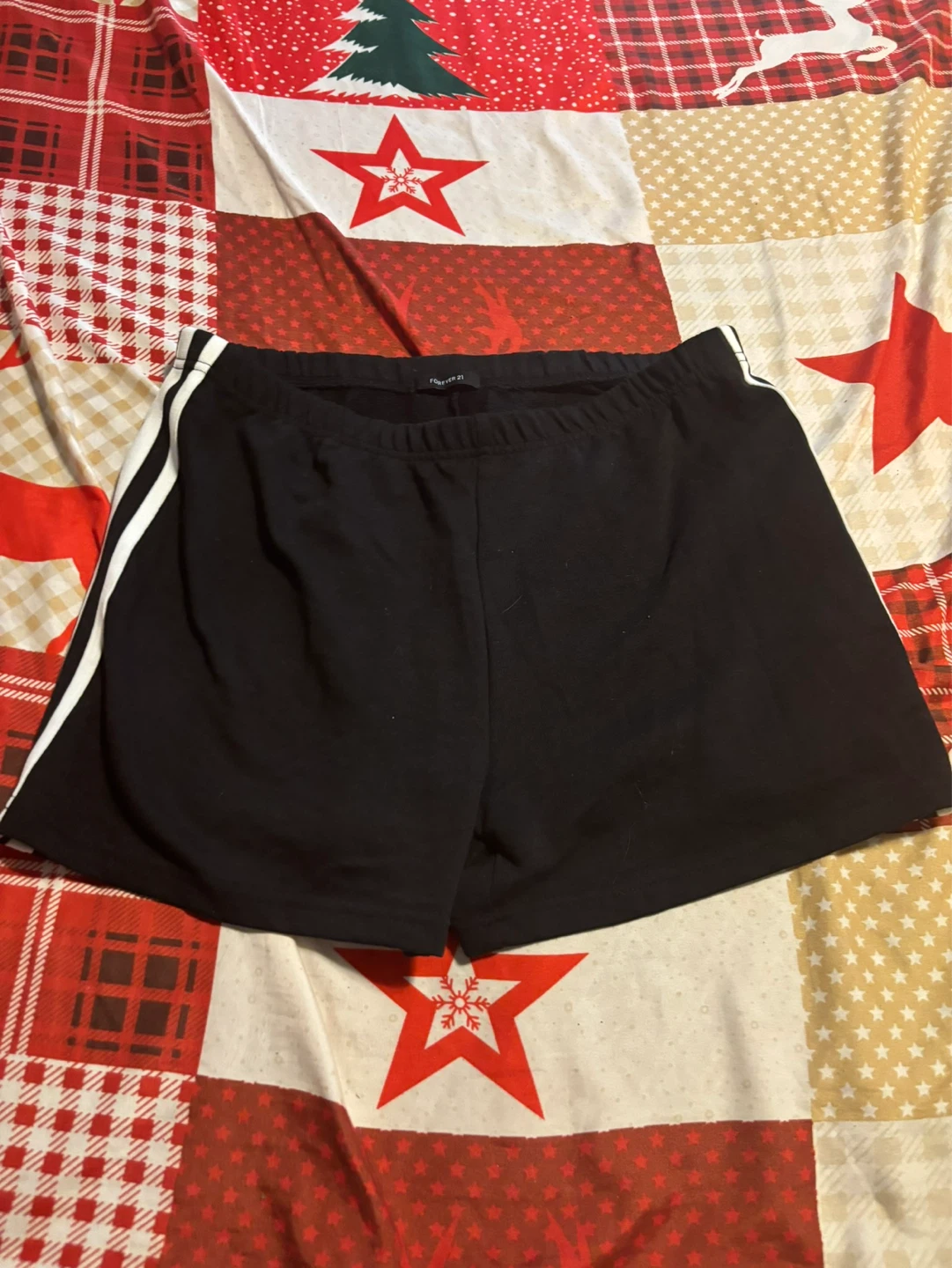 Forever 21 Black Athletic Shorts with White Stripes - Size L