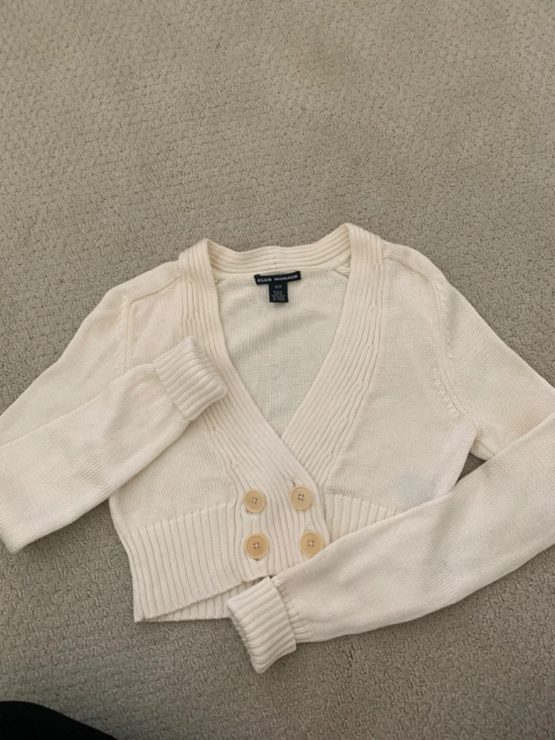 Club Monaco Cream Cropped Cardigan