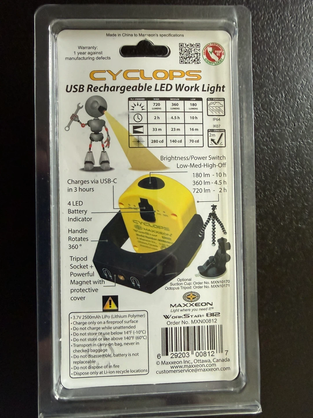 Maxxeon Workstar 812 Cyclops USB Rechargeable LED Work Light - photo 2