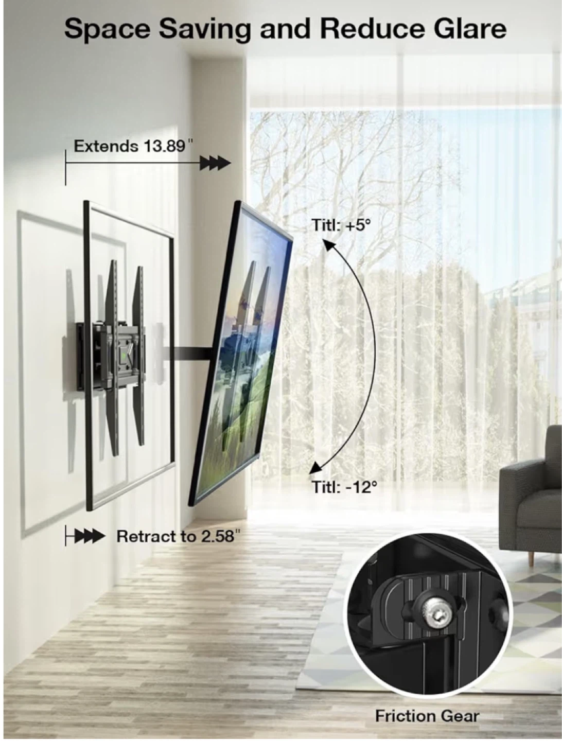TV Wall Mount for 32"-70" TVs - Full Motion Swivel & Tilt - photo 3