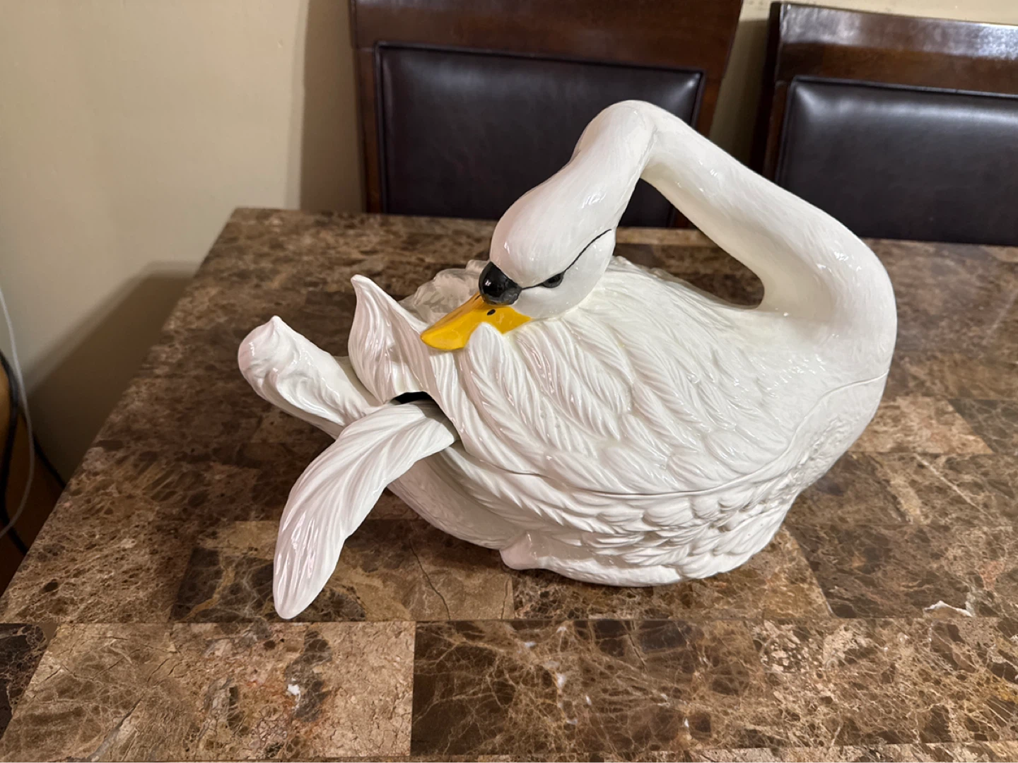 White Ceramic Swan Tureen with Ladle