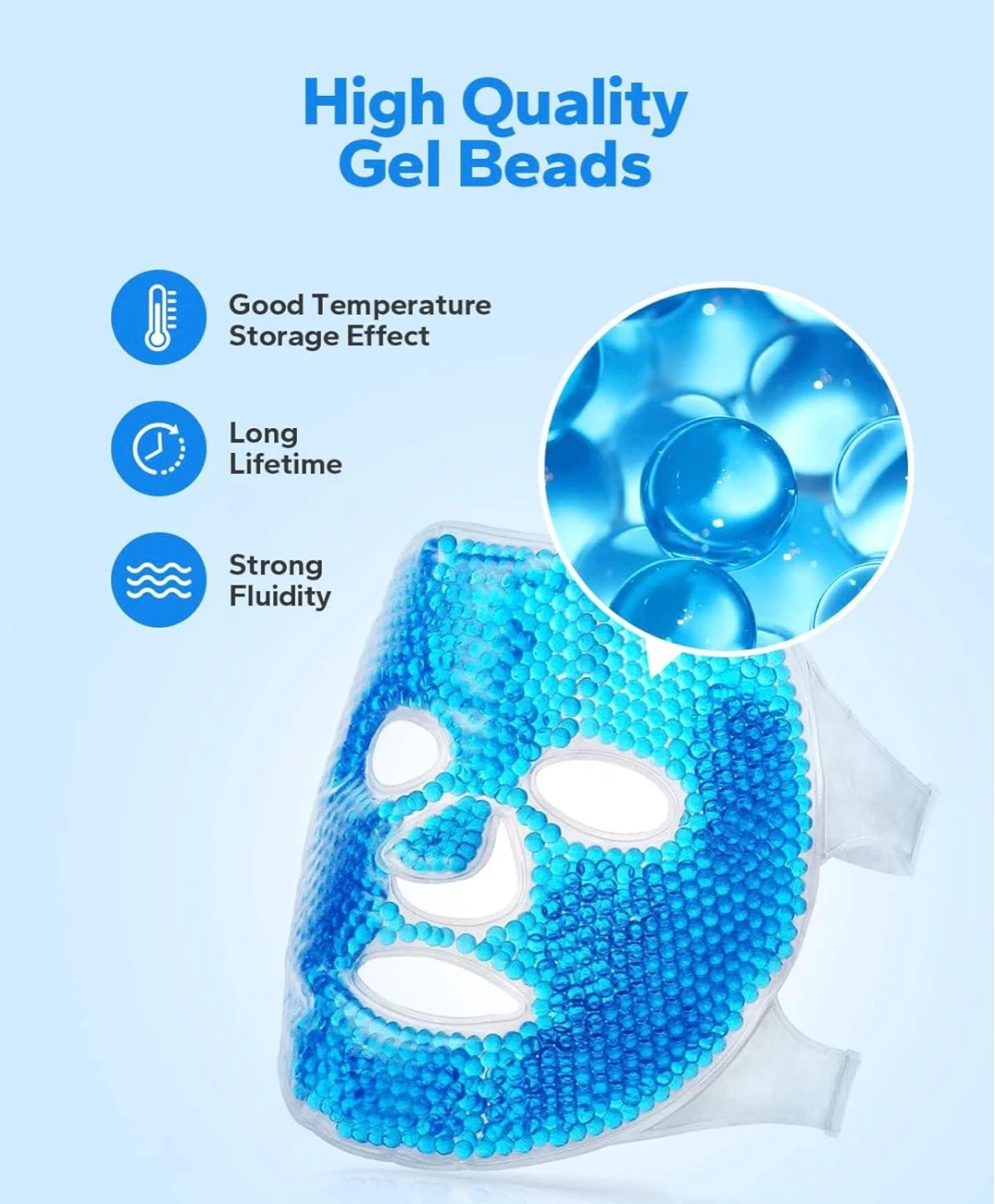 Blue Gel Bead Face Mask for Hot or Cold Therapy