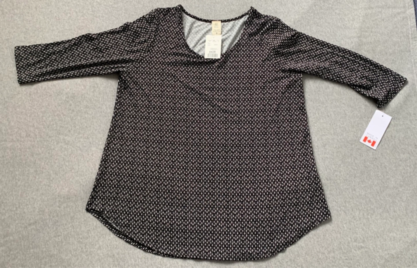 Ivy Rose Black & White Patterned Long Sleeve Top - XL