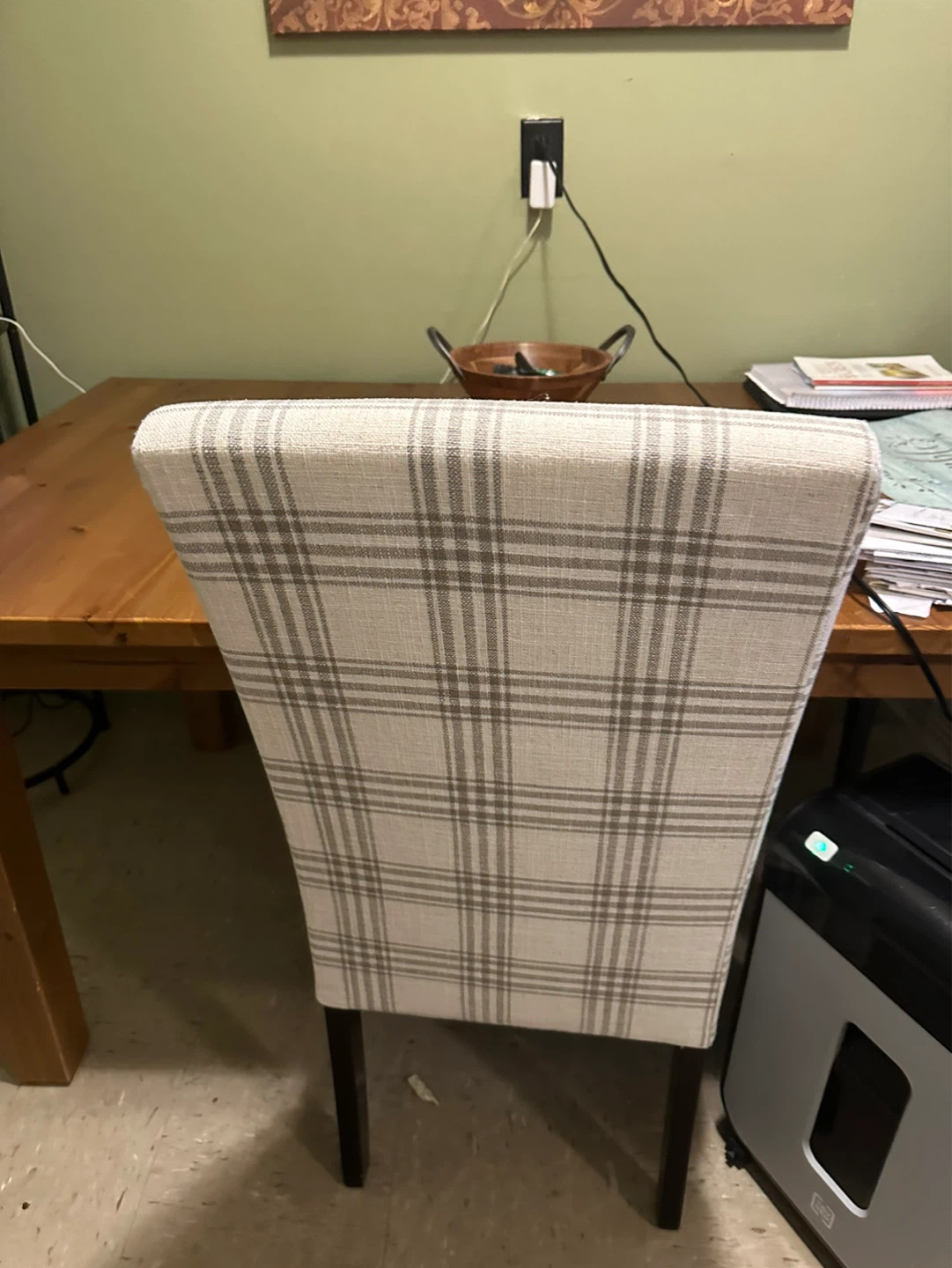 Upholstered Dining Chair with Plaid Pattern - photo 2