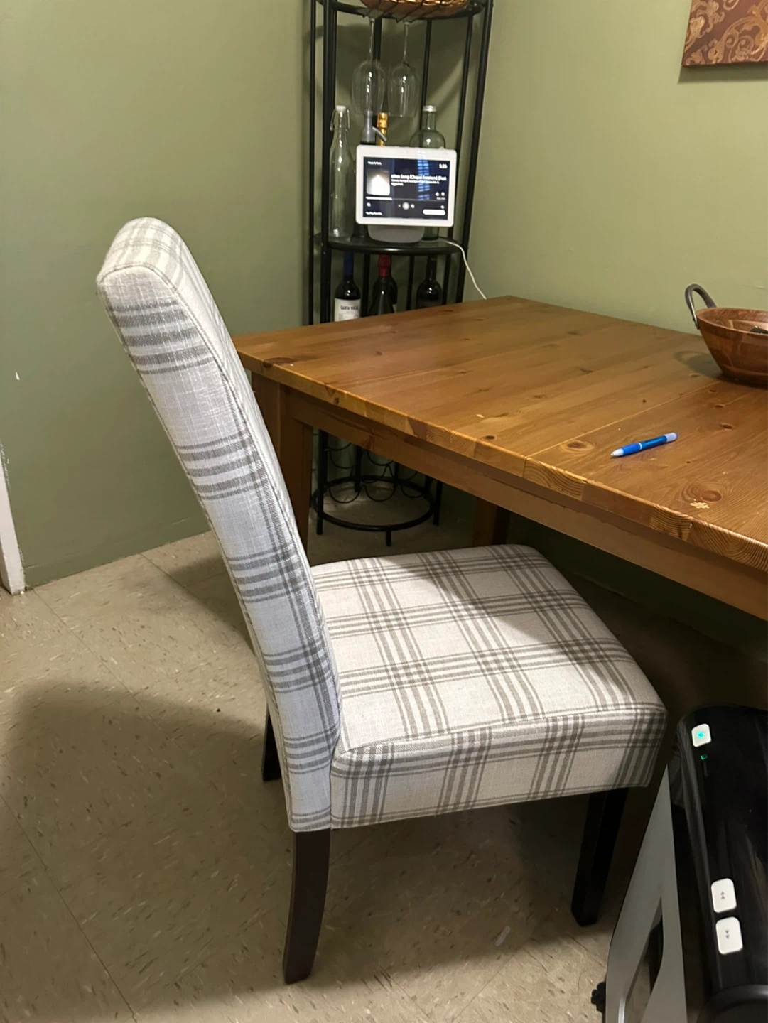 Upholstered Dining Chair with Plaid Pattern - photo 3