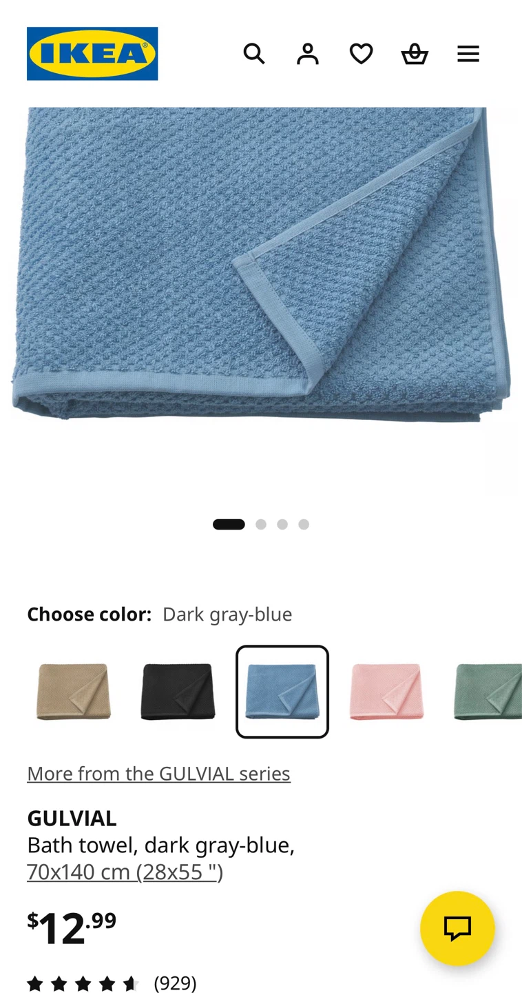 IKEA GULVIVAL Bath Towels (2) - Dark Gray-Blue