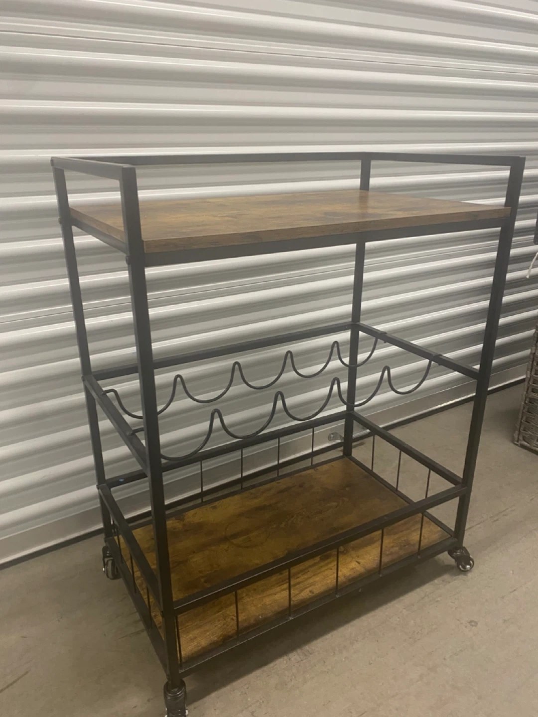 Industrial Style Bar Cart with Wine Rack - photo 2
