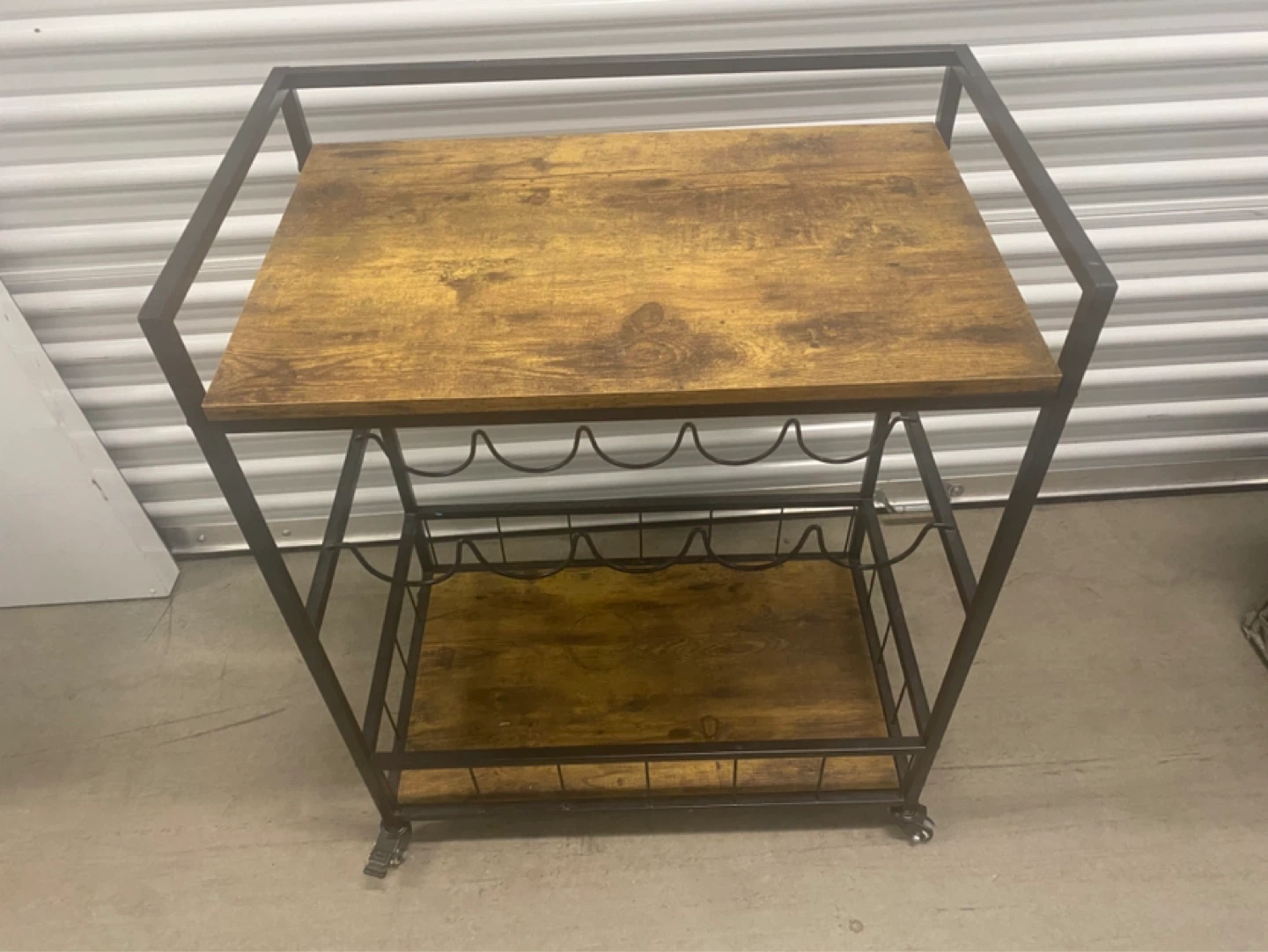 Industrial Style Bar Cart with Wine Rack - photo 3
