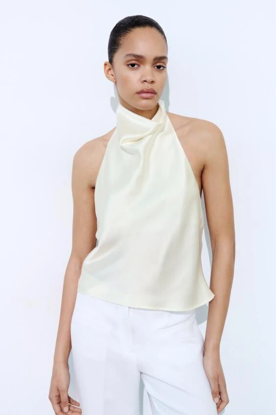 Zara White Satin Halter Neck Top XS - photo 2