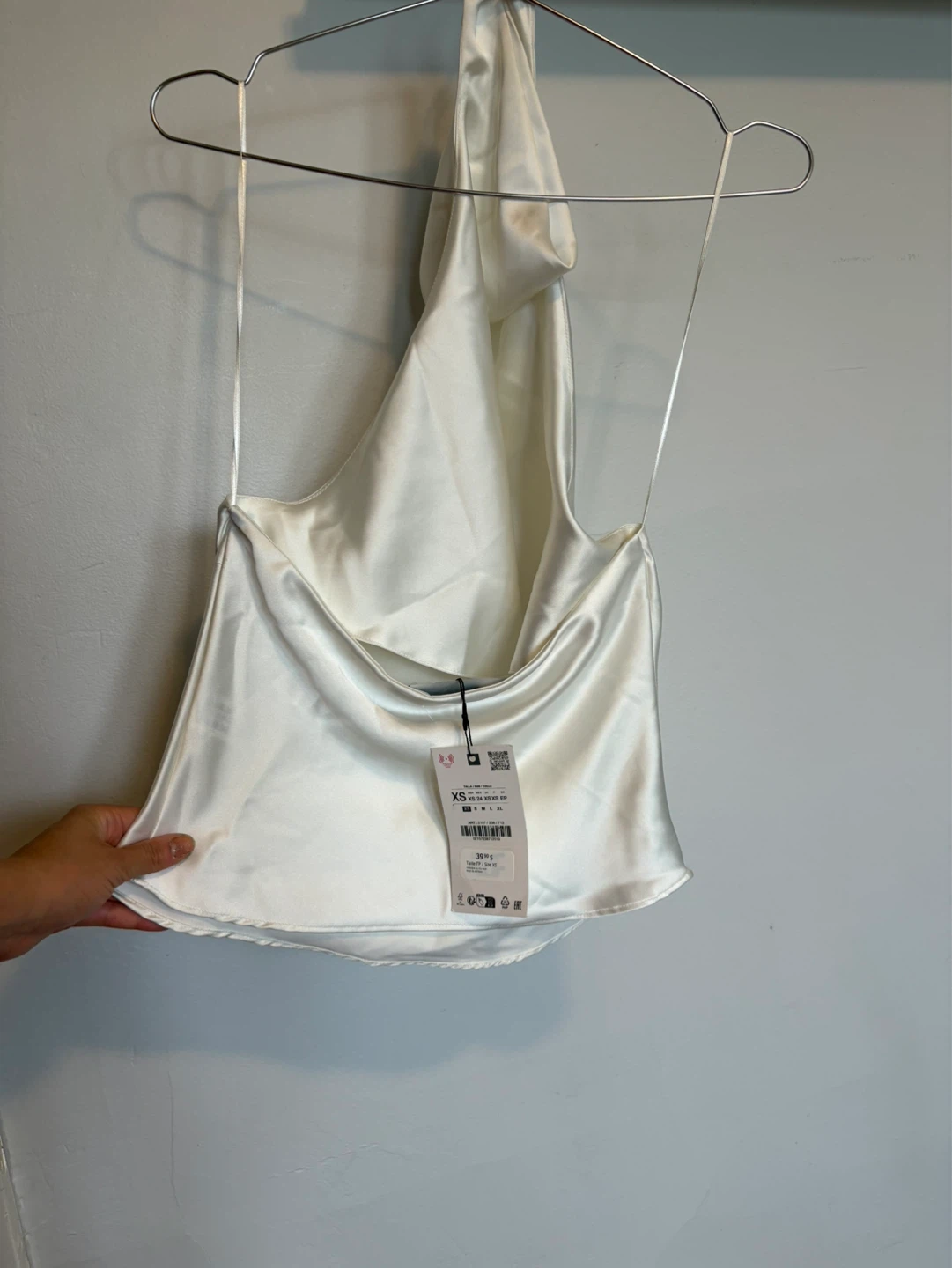 Zara White Satin Halter Neck Top XS - photo 4
