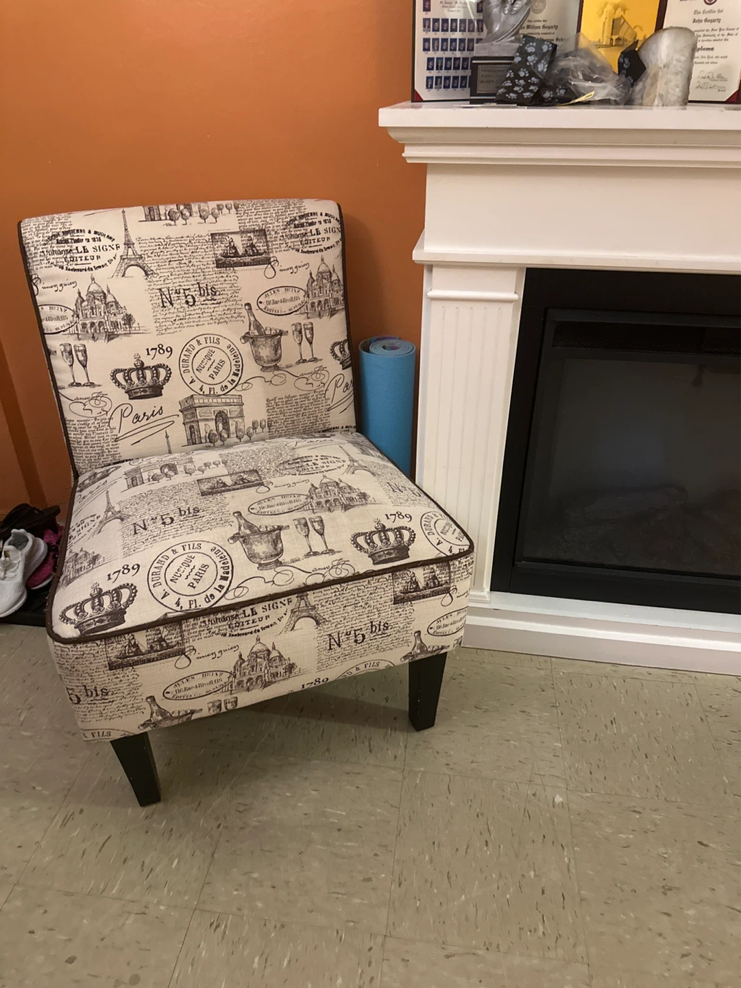 Accent Chair with Paris Theme Fabric