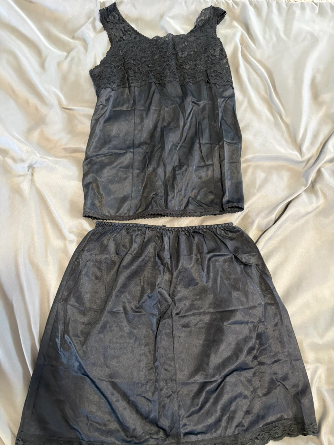 Women's Black Slip Set - Tank & Skirt