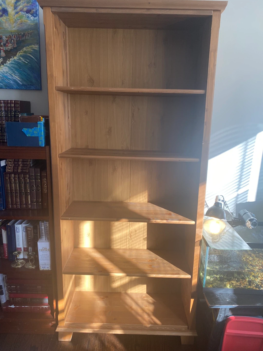Solid Wood 5-Shelf Bookshelf - Excellent Condition