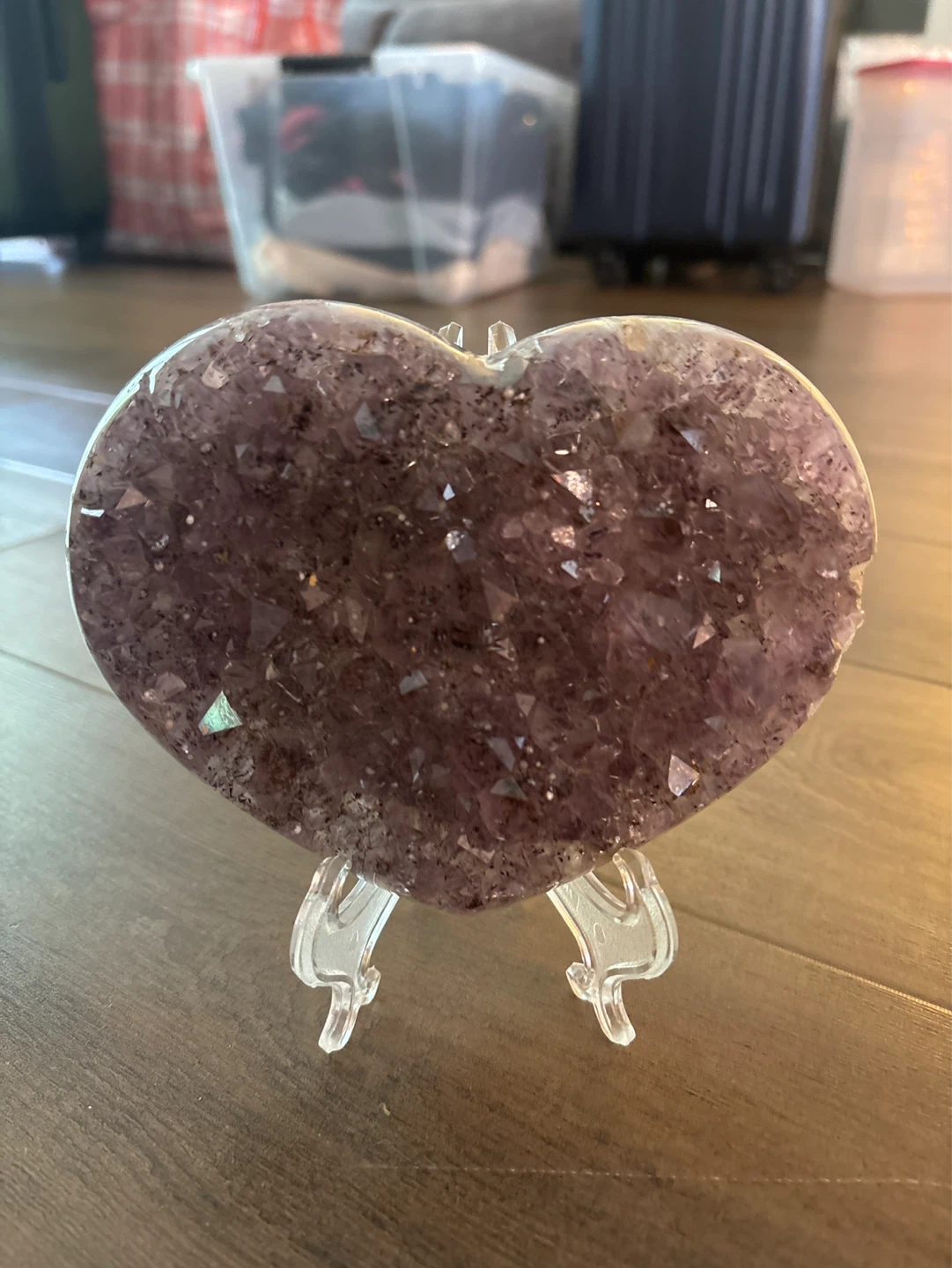 Amethyst Crystal Heart Stone with Stand