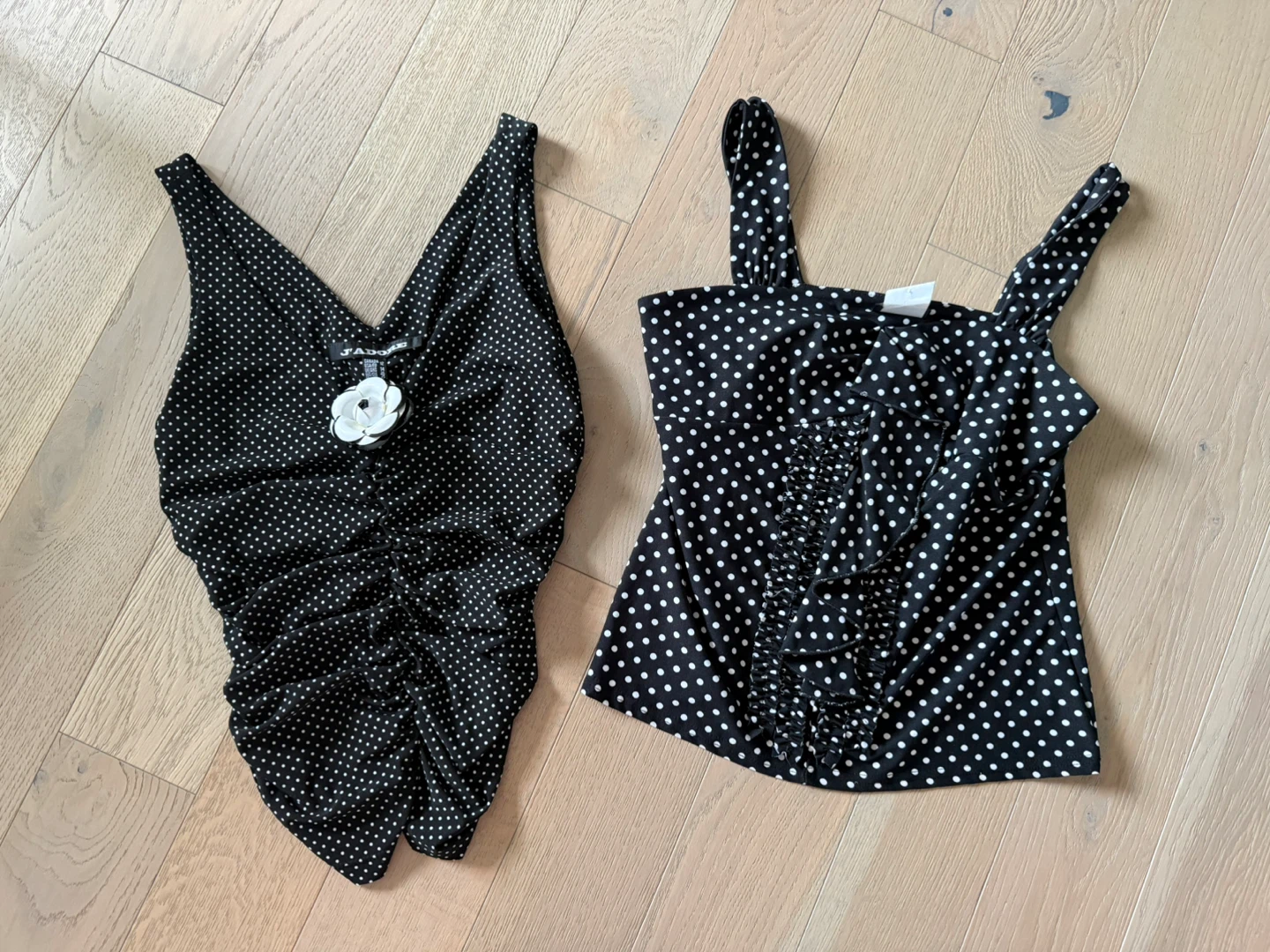 Polka dot woman’s summer tops both for $20