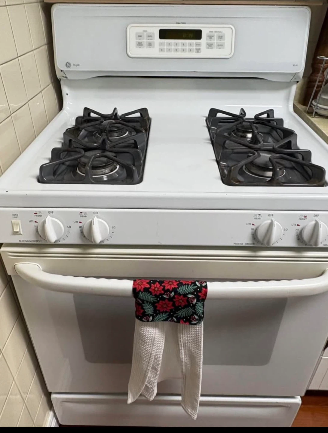 White GE Profile Gas Range Stove