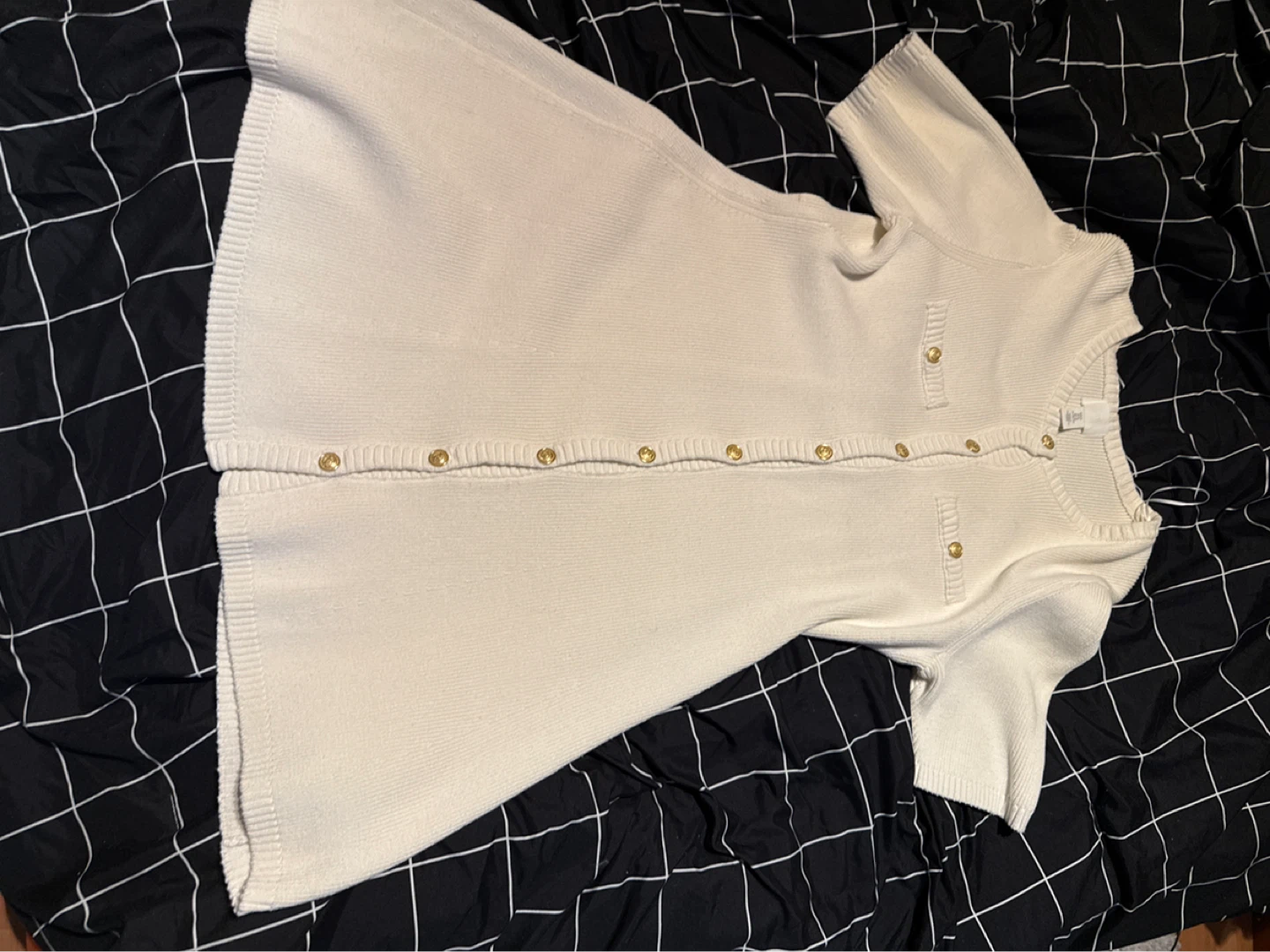 H&M Cream Knit Cardigan Dress Gold Buttons Size XL