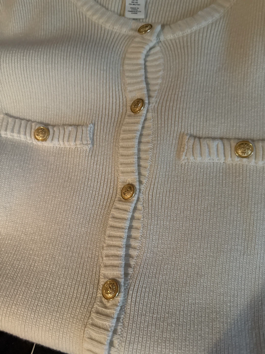 H&M Cream Knit Cardigan Dress Gold Buttons Size XL - photo 3
