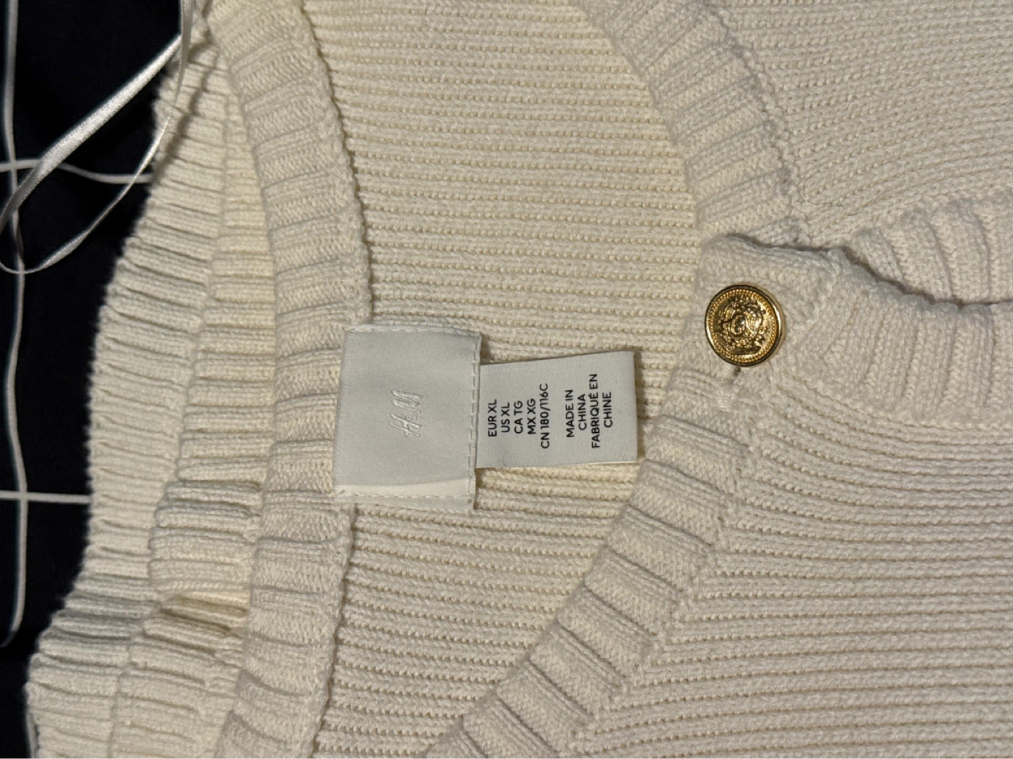 H&M Cream Knit Cardigan Dress Gold Buttons Size XL - photo 2