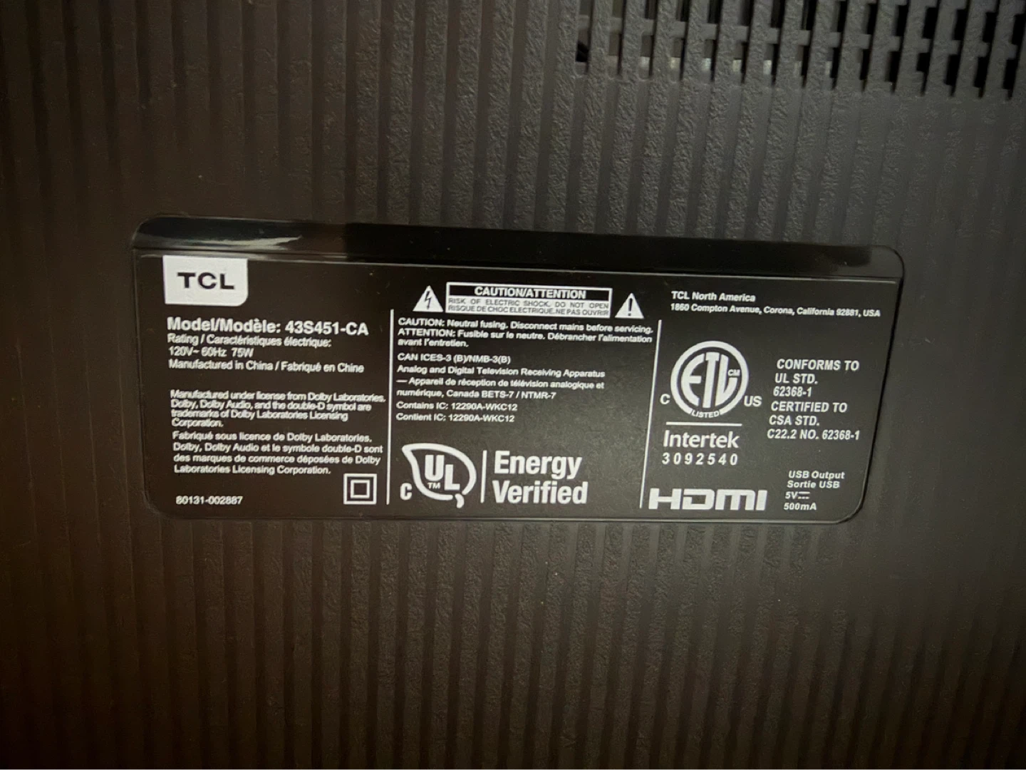TCL Roku TV 43" 43S451-CA - photo 2