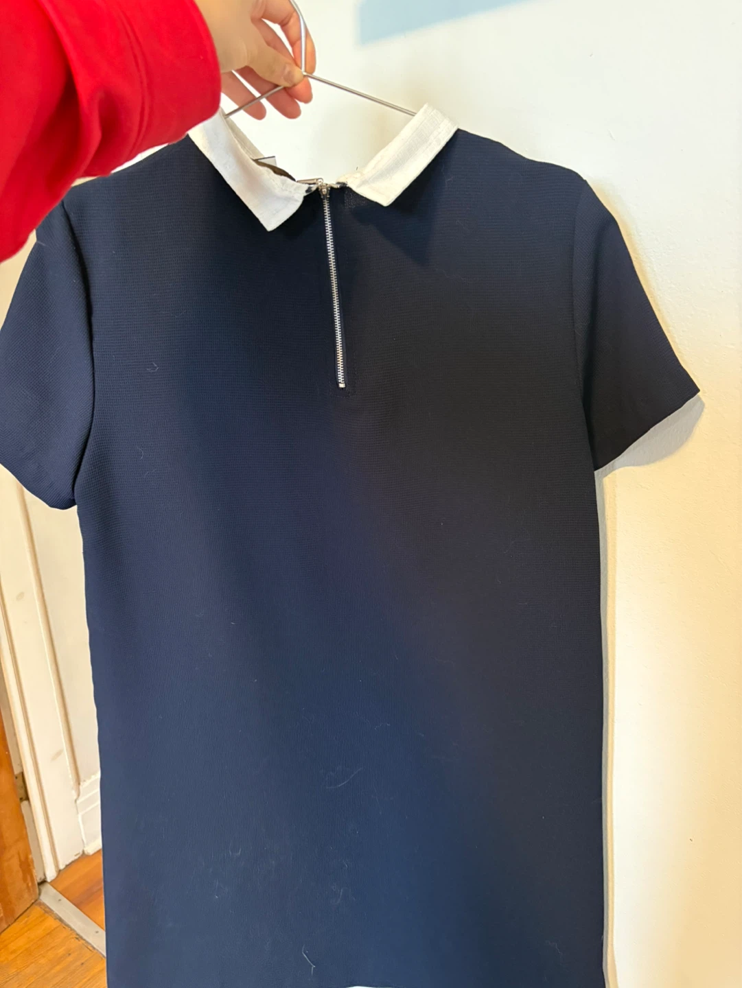 Zara Blue Shift Dress with White Collar size s - photo 5