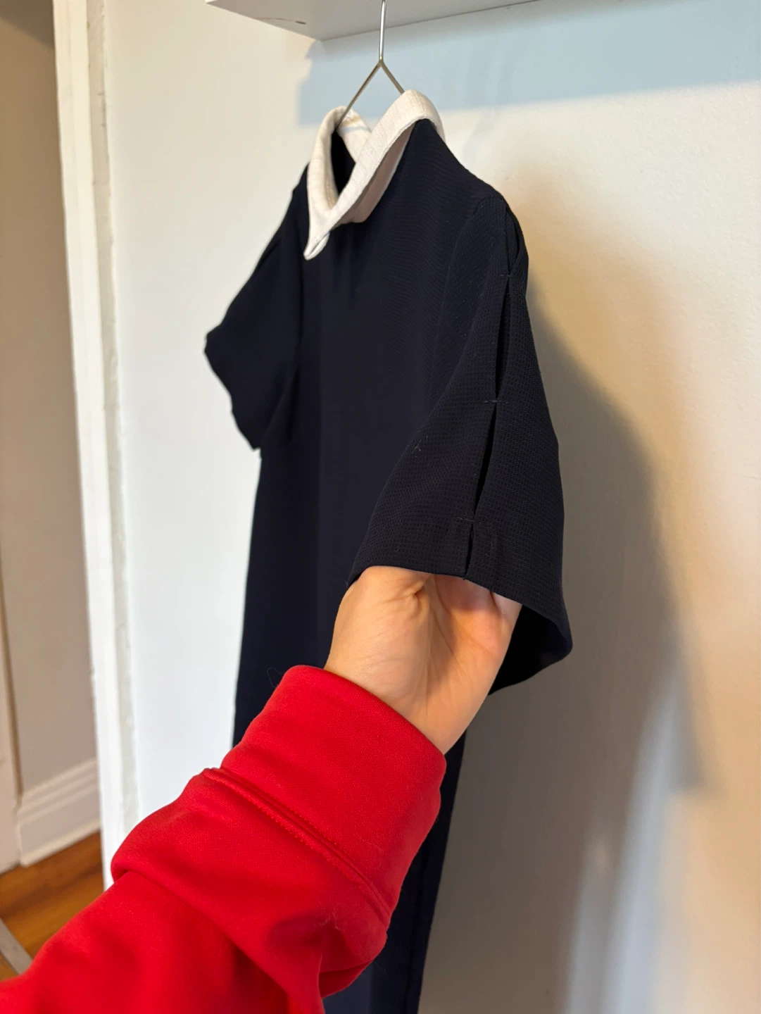 Zara Blue Shift Dress with White Collar size s - photo 4
