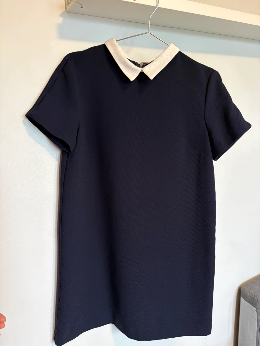 Zara Blue Shift Dress with White Collar size s - photo 3