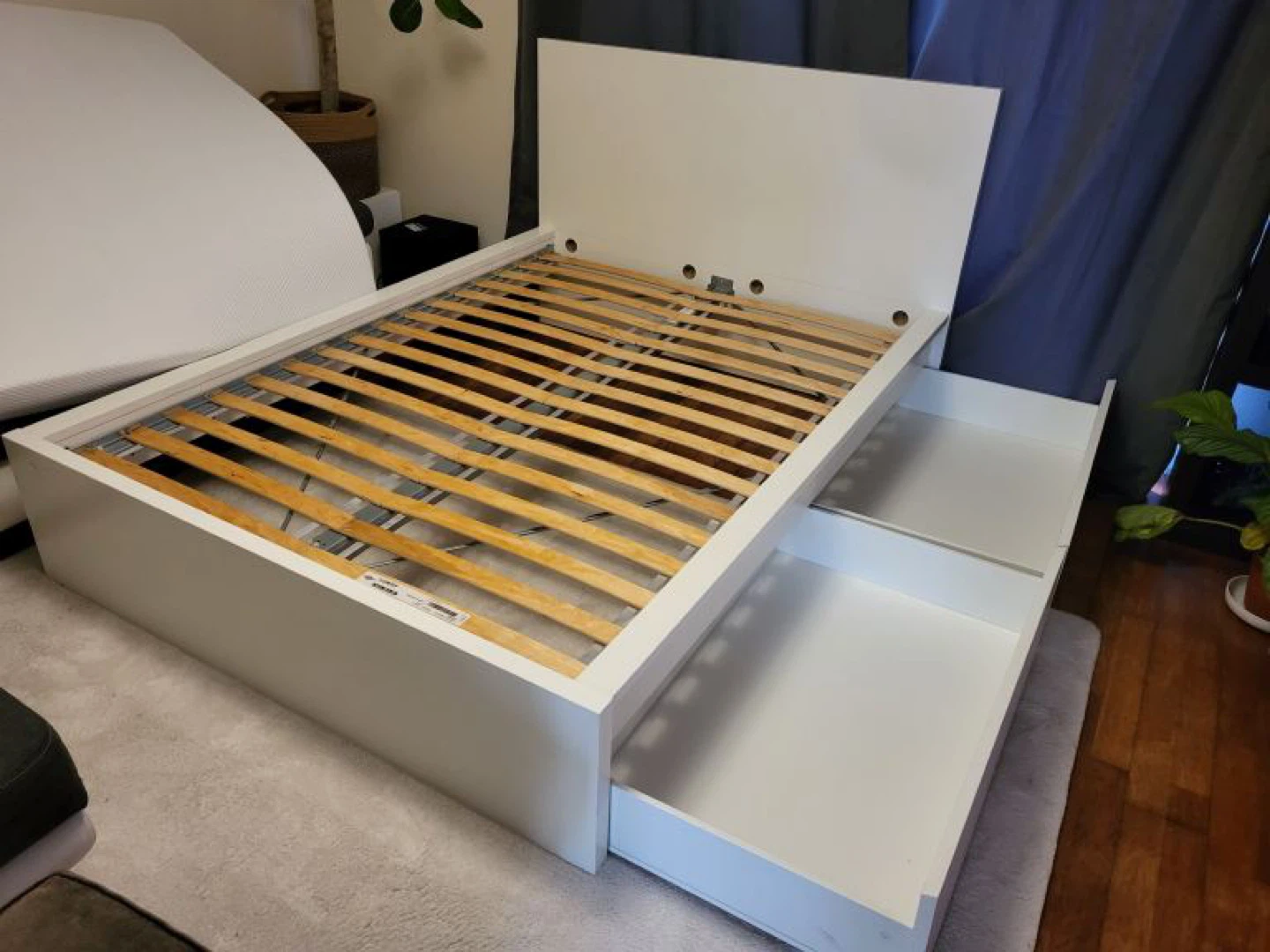 IKEA Queen bed frame with 2 drawers  MALM