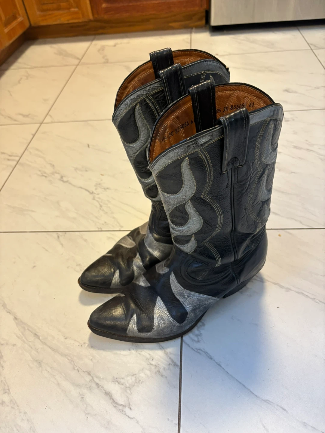 Black and Silver Cowboy Boots Size 10.5