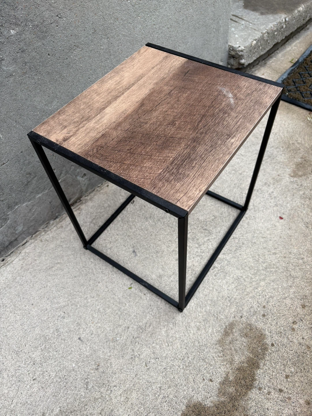 Industrial Style Wood Top Side Table - photo 2