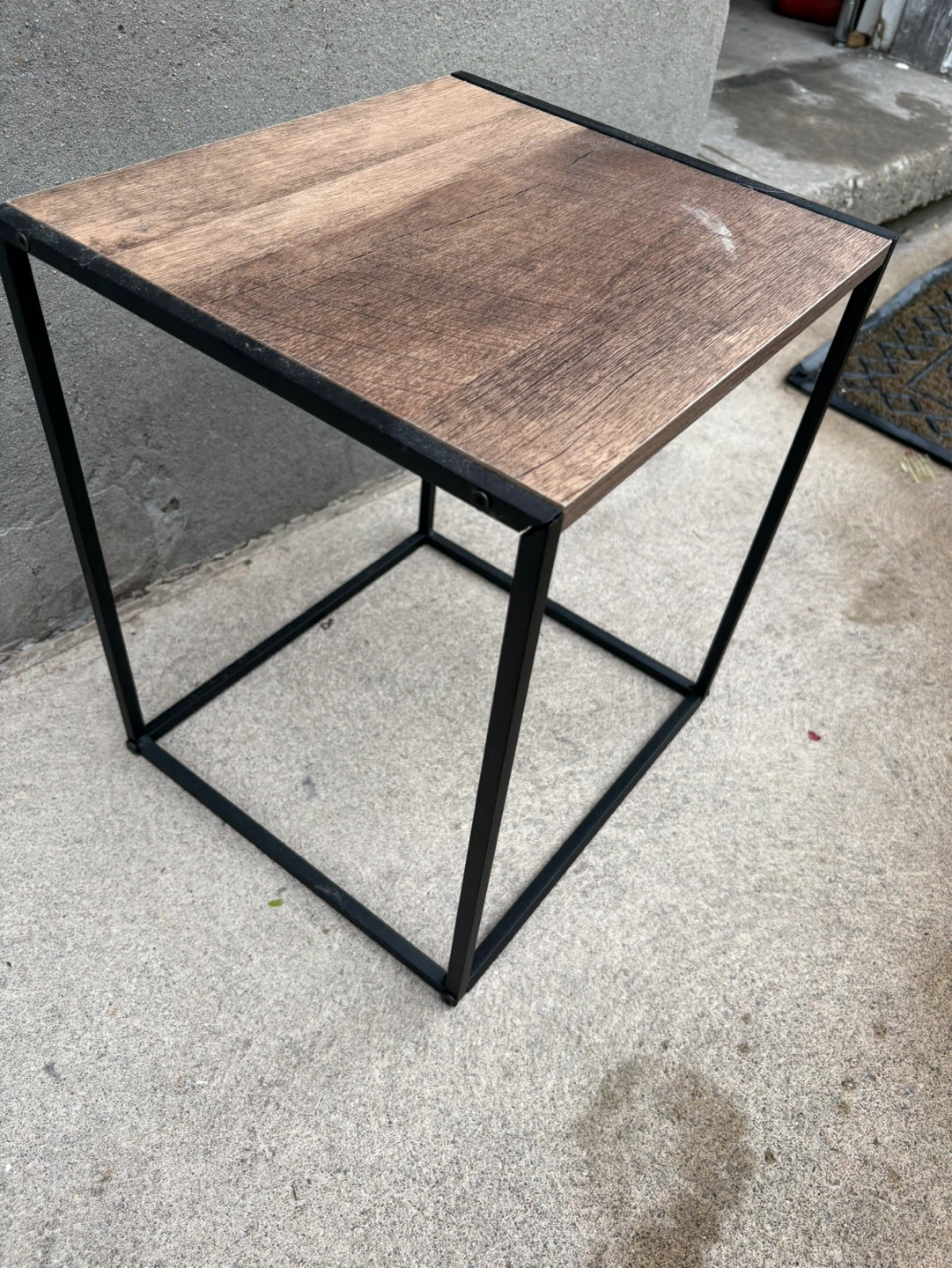 Industrial Style Wood Top Side Table