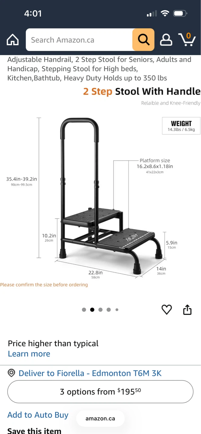 Adjustable 2-Step Stool with Handrail - photo 5