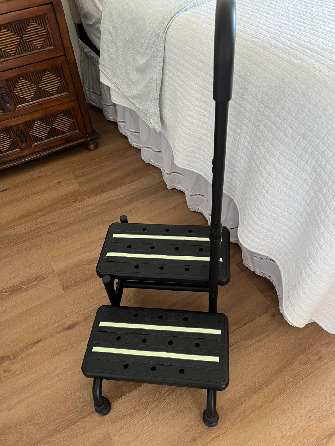 Adjustable 2-Step Stool with Handrail