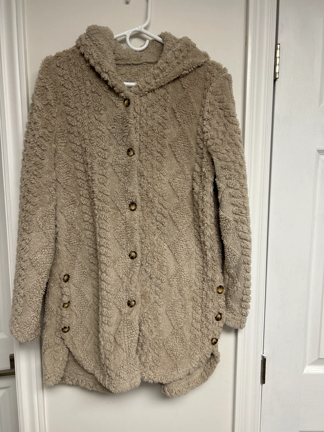 Cozy Tan Sherpa Hooded Cardigan
