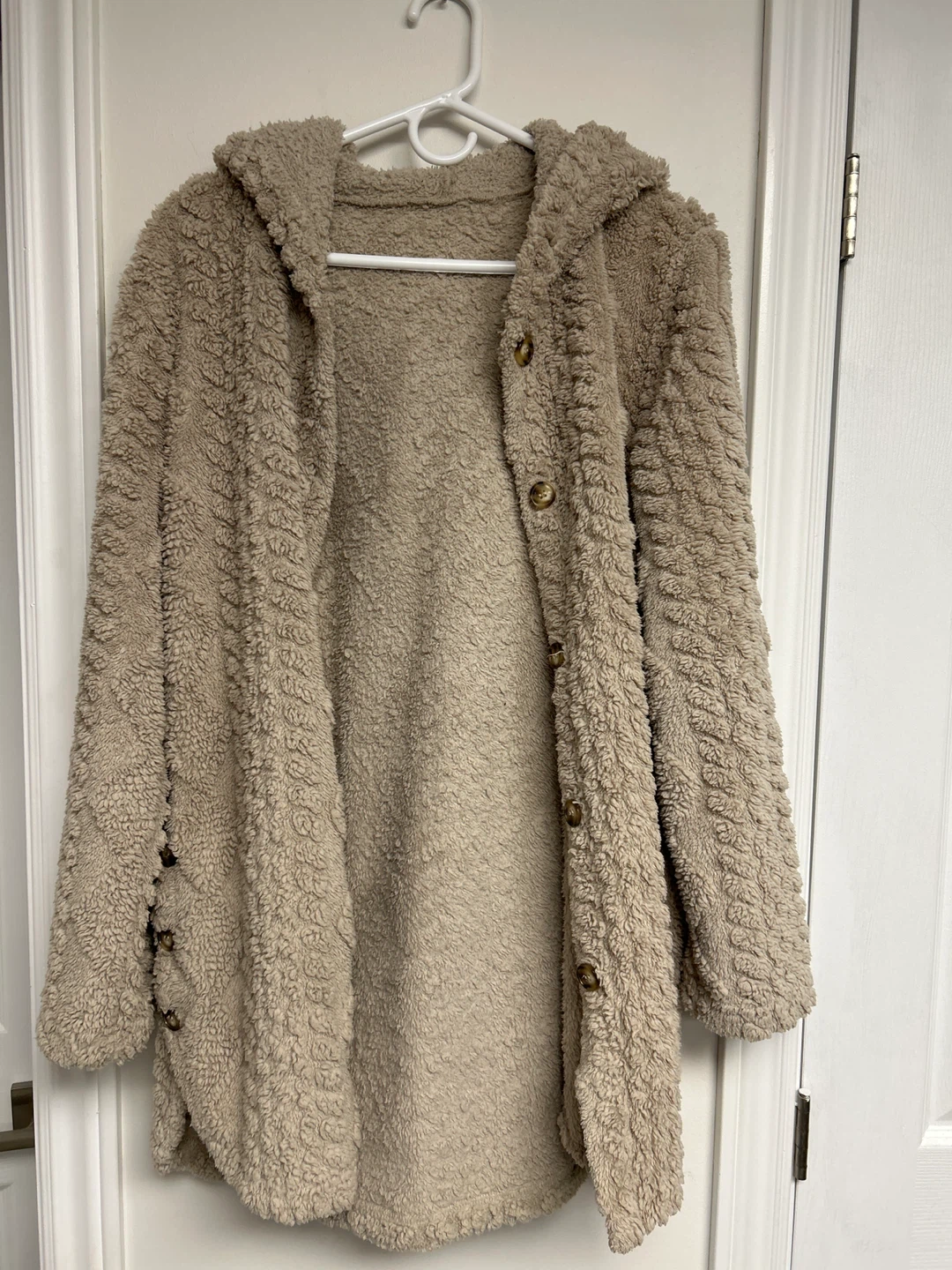 Cozy Tan Sherpa Hooded Cardigan - photo 4
