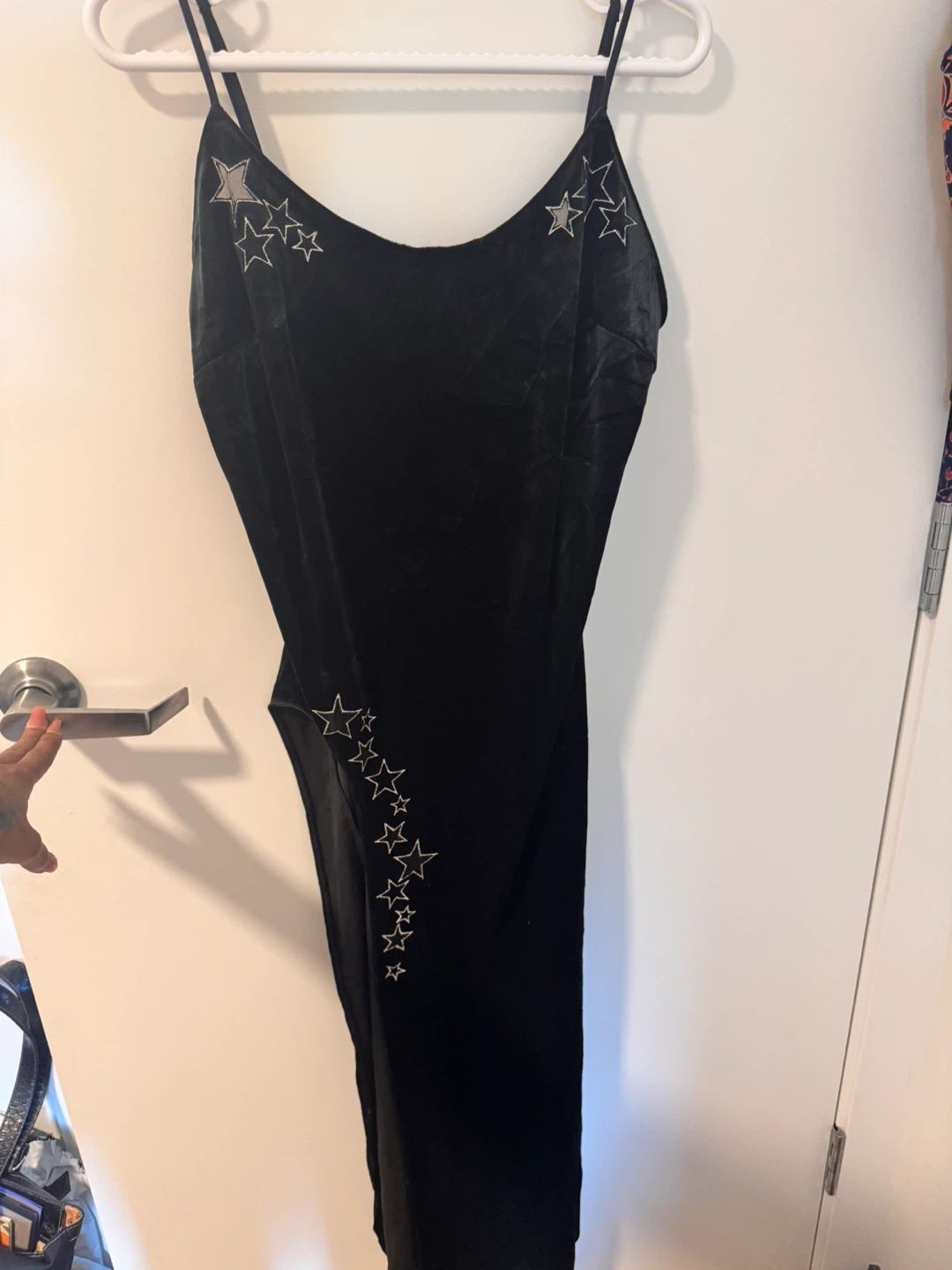Victoria's Secret Black Velvet Star Slip Dress Size M