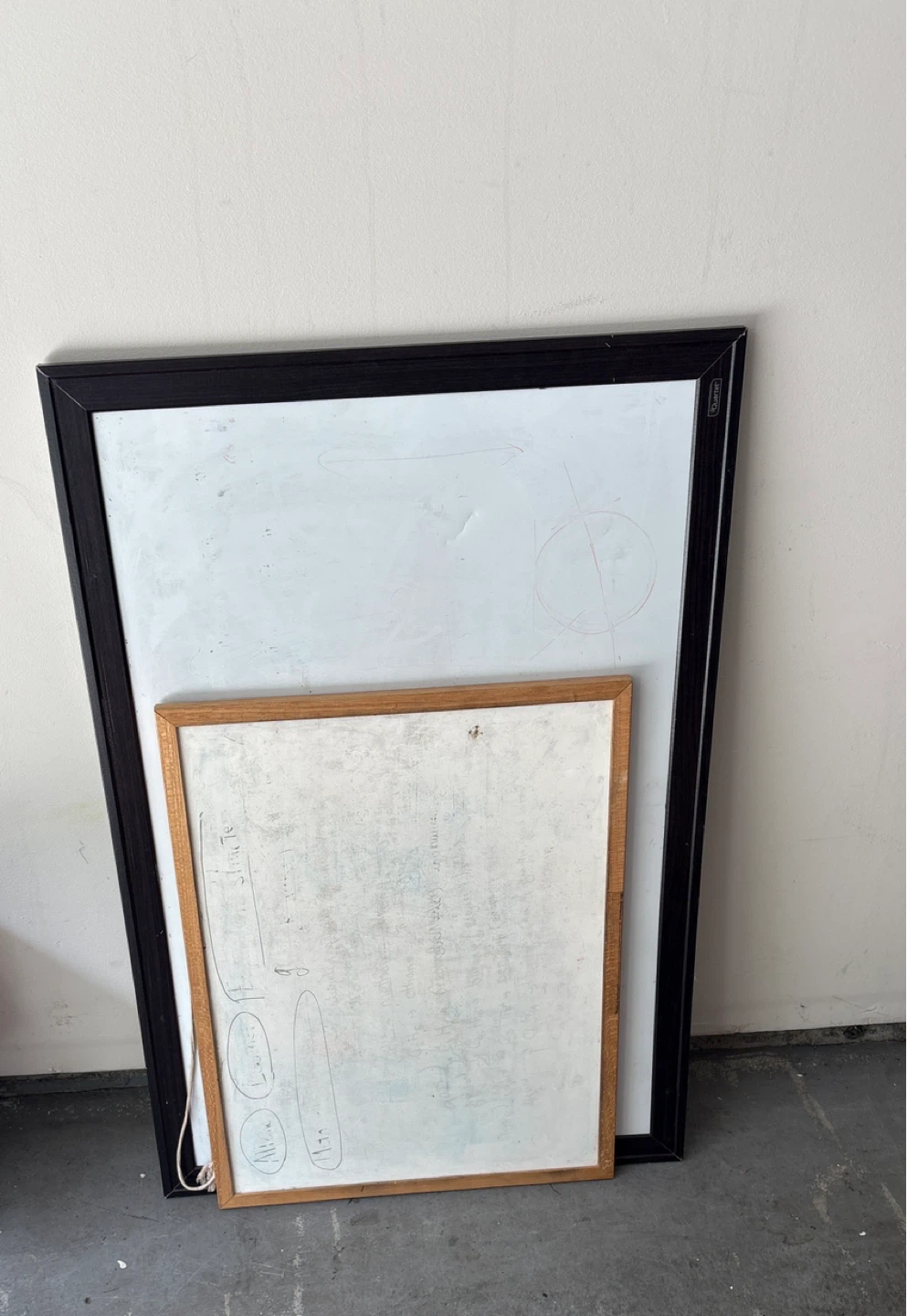 Whiteboard with wooden and black frame