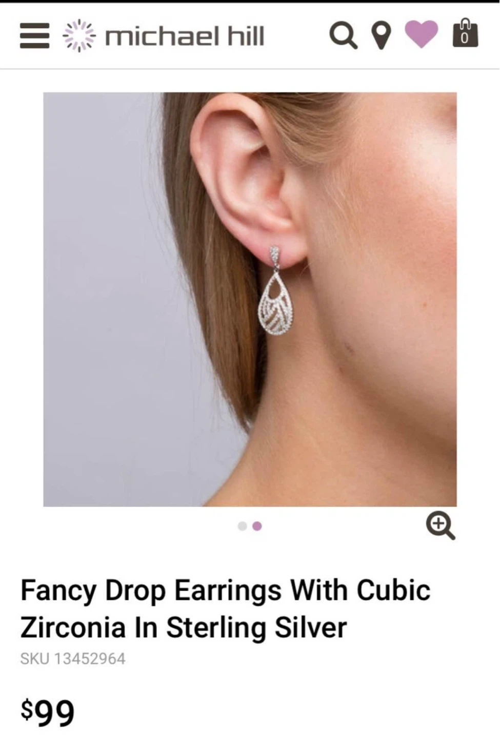 Michael Hill Drop Earrings With Cubic zirconia  Sterling Silver - photo 3
